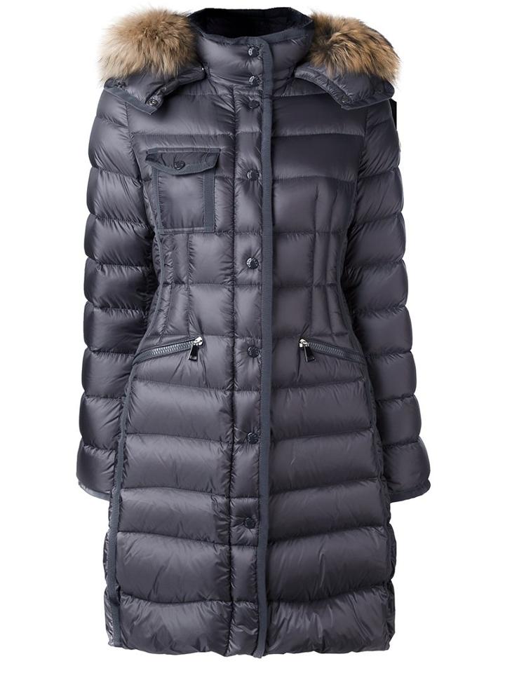 Moncler 'hermifur' Padded Coat, Women's, Size: 1, Grey, Feather Down/polyamide/racoon Fur