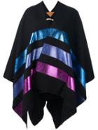 Ermanno Gallamini Metallic Stripe Cape, Women's, Black, Wool