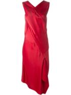 Maison Margiela Draped Asymmetric Dress, Women's, Size: 40, Red, Silk/polyamide/acetate
