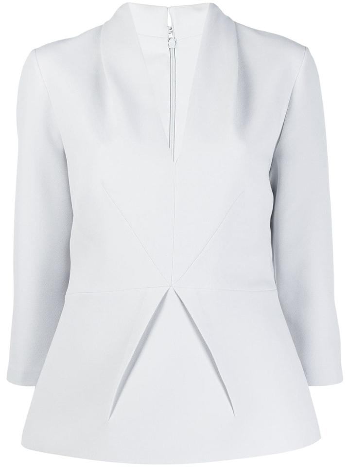 Safiyaa London V-neck Fitted Blouse - Grey