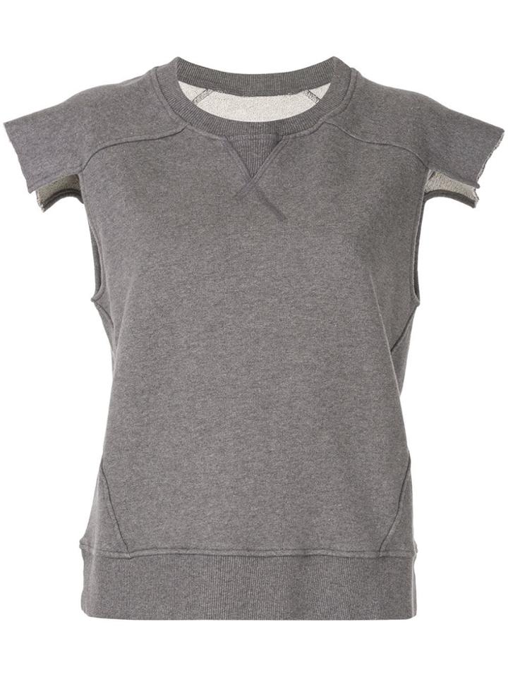 Mm6 Maison Margiela Cropped Sleeves T-shirt - Grey