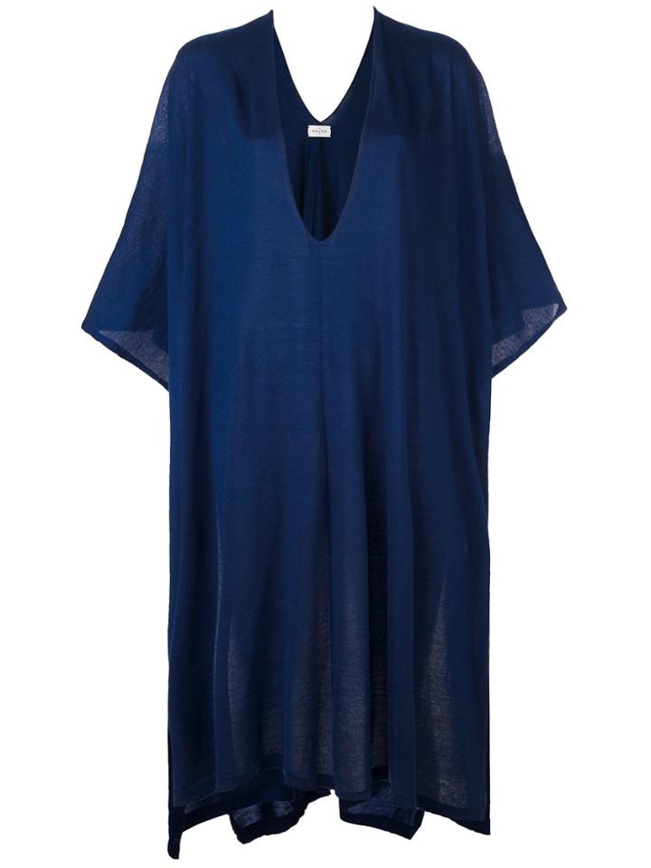 Le Kasha 'tulum' Fine Knit Poncho - Blue