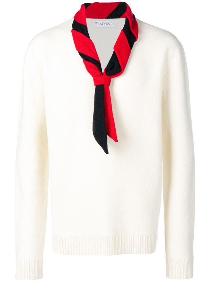 Jw Anderson Scarf Detail Sweater - Neutrals