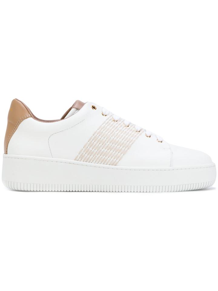 Agnona Stripe Embroidered Trainers - White