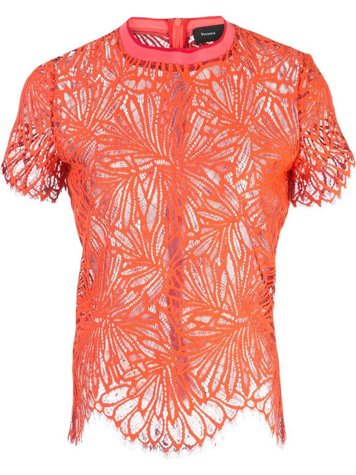 Proenza Schouler Lace Short Sleeve Top - Orange