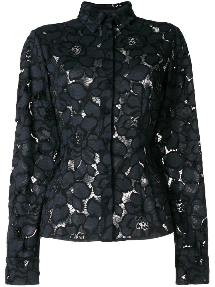Talbot Runhof Lotus Lace Shirt - Black