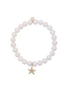 Sydney Evan 14kt Gold And Pearl Beaded Bracelet With Diamond Starfish