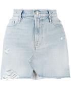 Frame Distressed Mini Denim Skirt - Blue