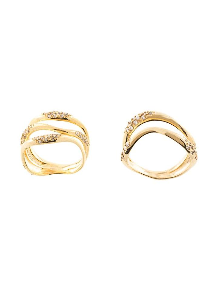 Joanna Laura Constantine Set Of Two Embellished Rings - Gold