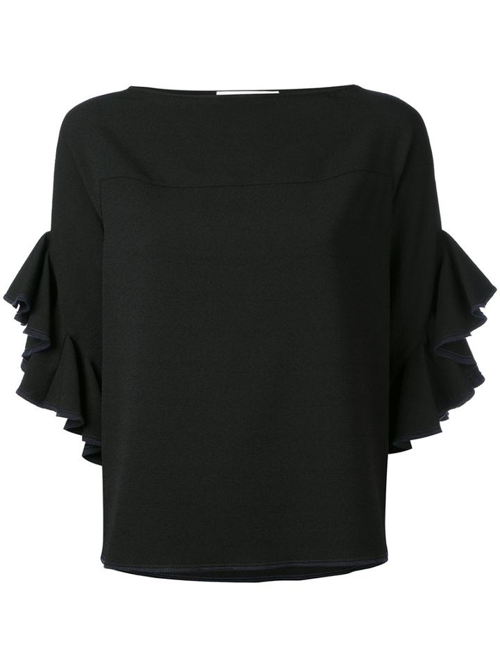 See By Chloé - Ruffled Crepe Blouse - Women - Polyester/spandex/elastane - 38, Black, Polyester/spandex/elastane