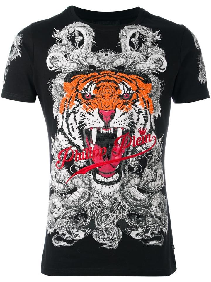 Philipp Plein 'philipp Tiger' T-shirt, Men's, Size: Large, Black, Cotton