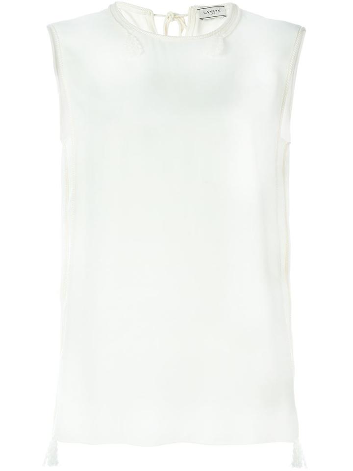 Lanvin - Sleeveless Top - Women - Cotton/acetate/viscose - 40, Nude/neutrals, Cotton/acetate/viscose