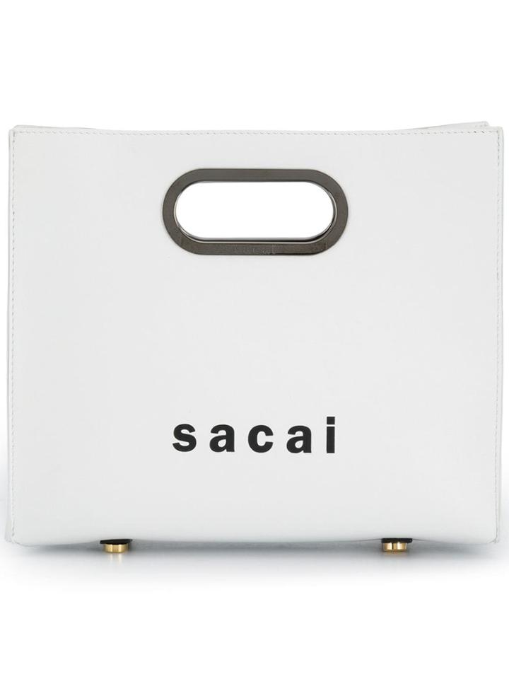 Sacai Logo Print Tote Bag - White