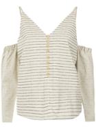 Lilly Sarti Striped Cold Shoulder Top - Nude & Neutrals