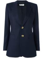 Saint Laurent Two Button Blazer, Women's, Size: 42, Blue, Wool/cotton/silk
