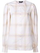 Calvin Klein 205w39nyc Buttoned Sleeve Plaid Top - White