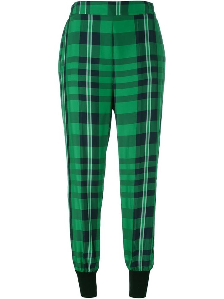 Stella Mccartney Check Julia Trousers, Women's, Size: 38, Green, Cotton/viscose