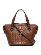 Bottega Veneta Tambura Woven Leather Shoulder Bag - Brown