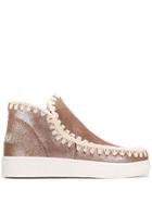 Mou Stitch Detail Ankle Boots - Brown