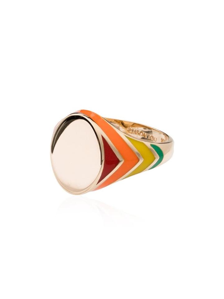 Alison Lou Striped Signet Ring - Multicoloured