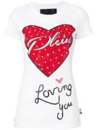 Philipp Plein Embellished Heart T-shirt - White