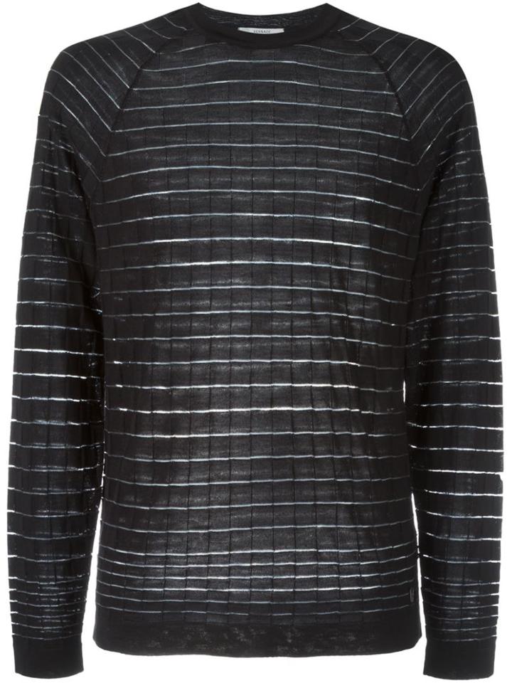 Versace Collection Striped Jumper, Men's, Size: Large, Black, Acrylic/polyamide/wool