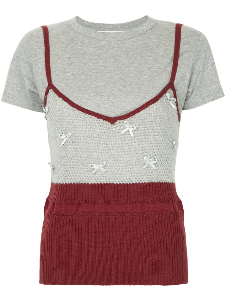 Tu Es Mon Trésor Ribbon-detail Camisole T-shirt - Nude & Neutrals