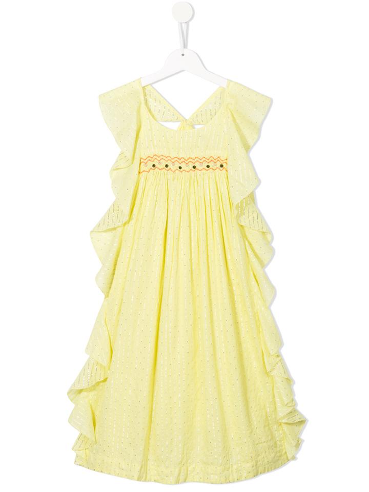Velveteen Amber Metallic Thread Dress - Yellow & Orange