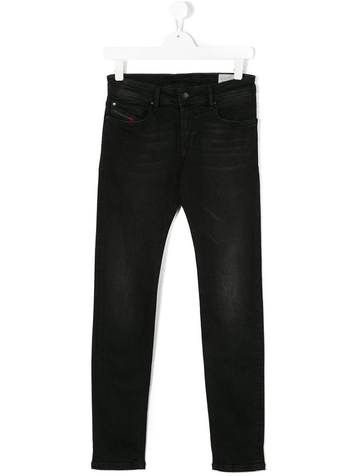 Diesel Kids - Five Pockets Skinny Jeans - Kids - Cotton/spandex/elastane - 16 Yrs, Black
