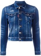 Dsquared2 Distressed Denim Jacket, Women's, Size: 38, Blue, Cotton/spandex/elastane