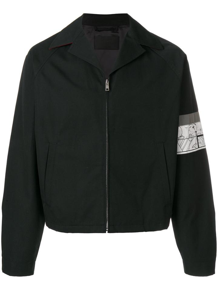 Prada Patch Sleeve Zipped Jacket - Black