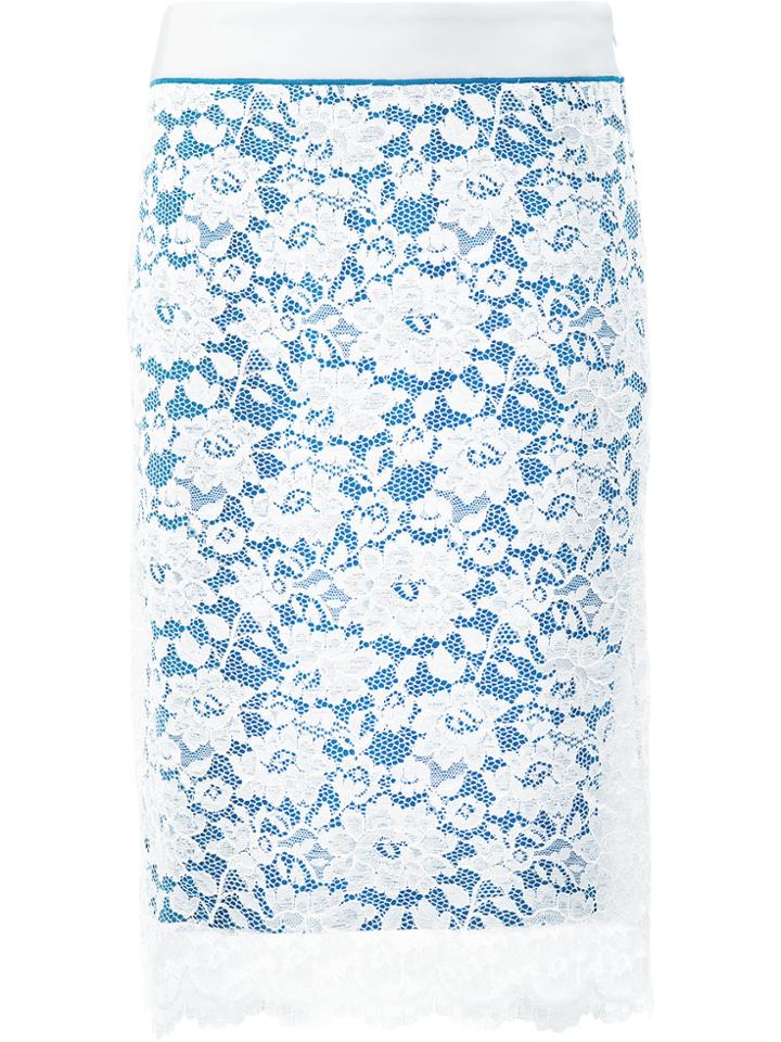 Paco Rabanne Lace Pencil Skirt - Blue