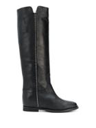 Via Roma 15 Bead Trim Knee High Boots - Black