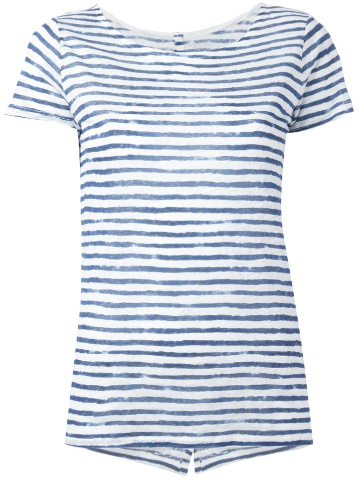 Majestic Filatures Semi-sheer Striped T-shirt - Blue