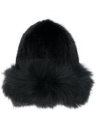 Yves Salomon Fox And Mink Fur Beanie Hat - Black