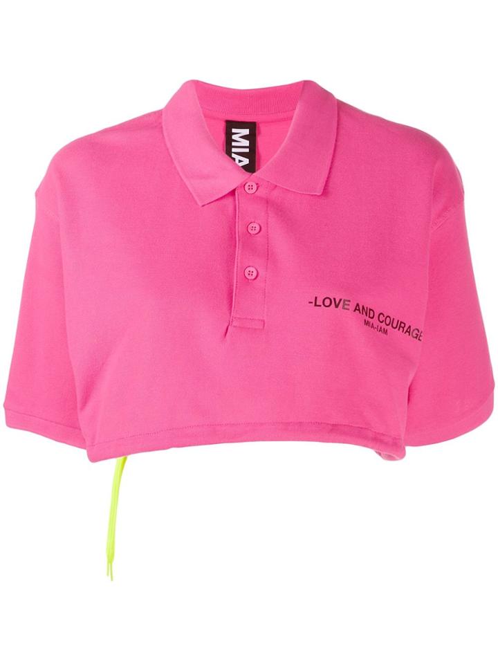 Mia-iam Cropped Polo Shirt - Pink
