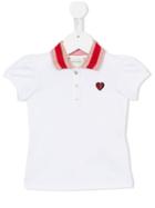 Gucci Kids Heart Embroidered Polo Shirt, Girl's, Size: 18-24 Mth, White