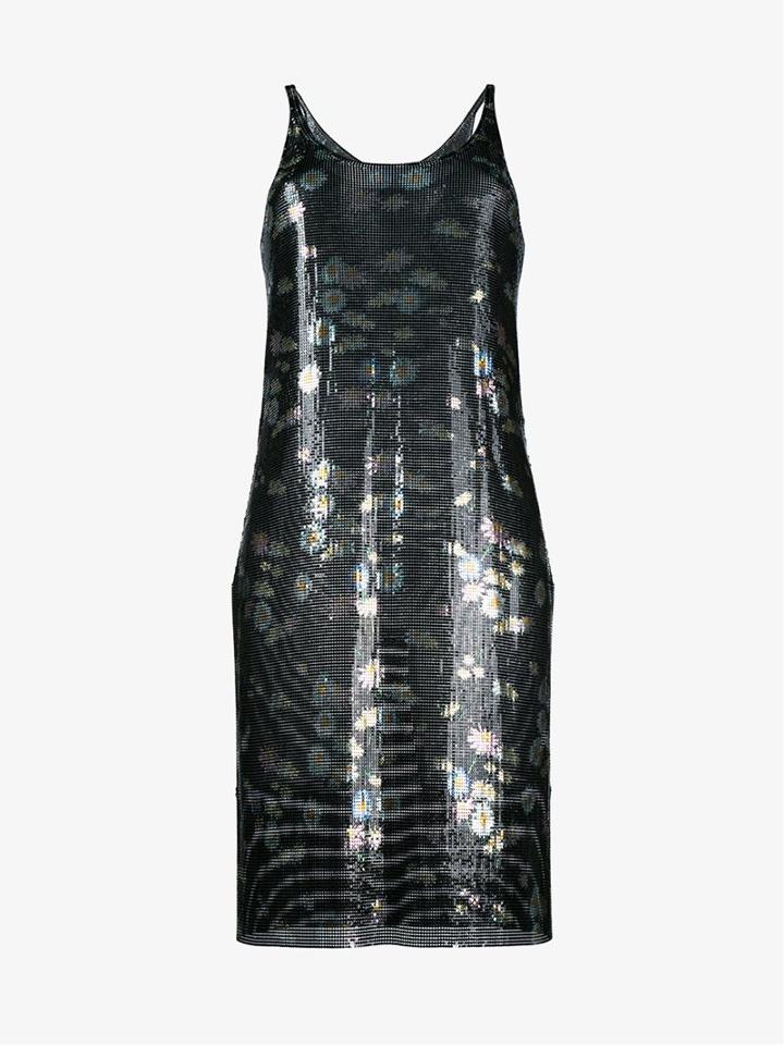 Paco Rabanne Flroal Print Metal Dress