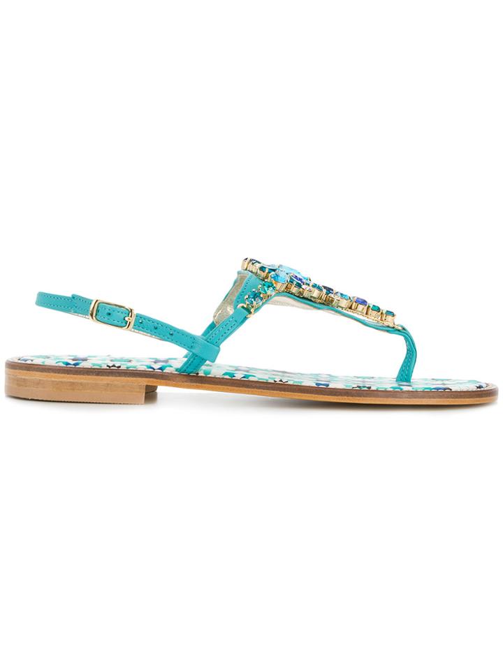 Emanuela Caruso Embellished Sandals - Blue