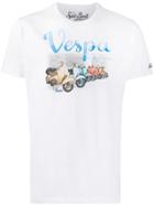 Mc2 Saint Barth Vespa In Portocervo Print T-shirt - White