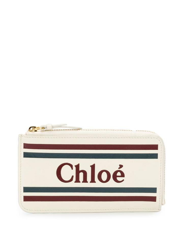 Chloé Logo Zipped Wallet - White