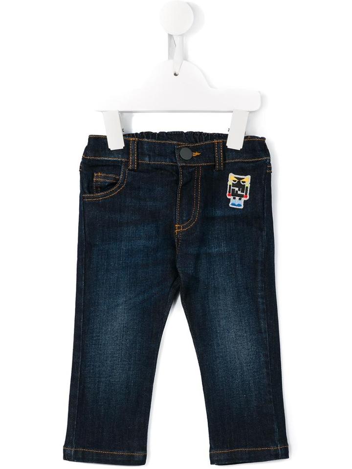 Fendi Kids - 'monster' Patch Jeans - Kids - Cotton/spandex/elastane - 12 Mth, Toddler Boy's, Blue