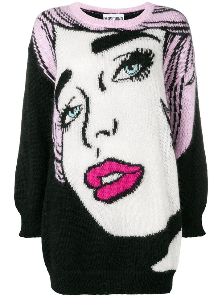 Moschino Oversized 'eyes' Knitted Sweater - Black