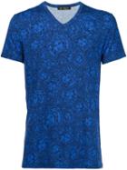 Versace 'olympus' V-neck T-shirt, Men's, Size: 4, Blue, Spandex/elastane/viscose