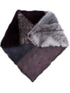 Liska Striped Colour Block Scarf, Women's, Grey, Mink Fur/persian Lamb Fur