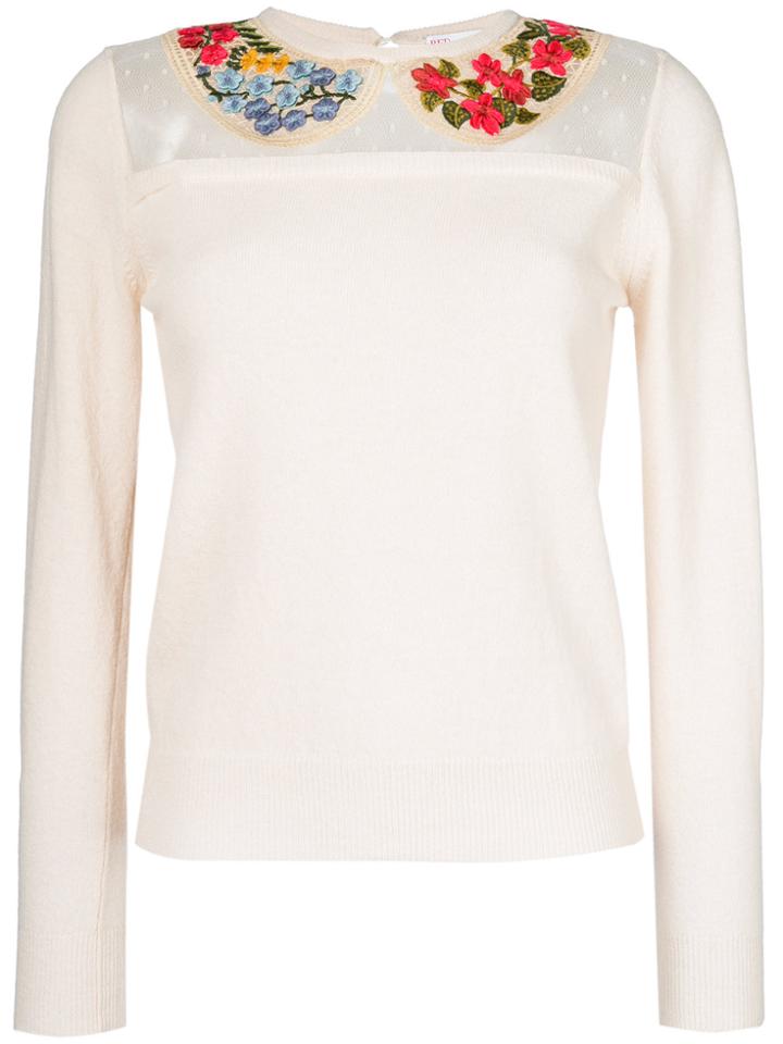 Red Valentino Floral Embroidered Jumper - Nude & Neutrals
