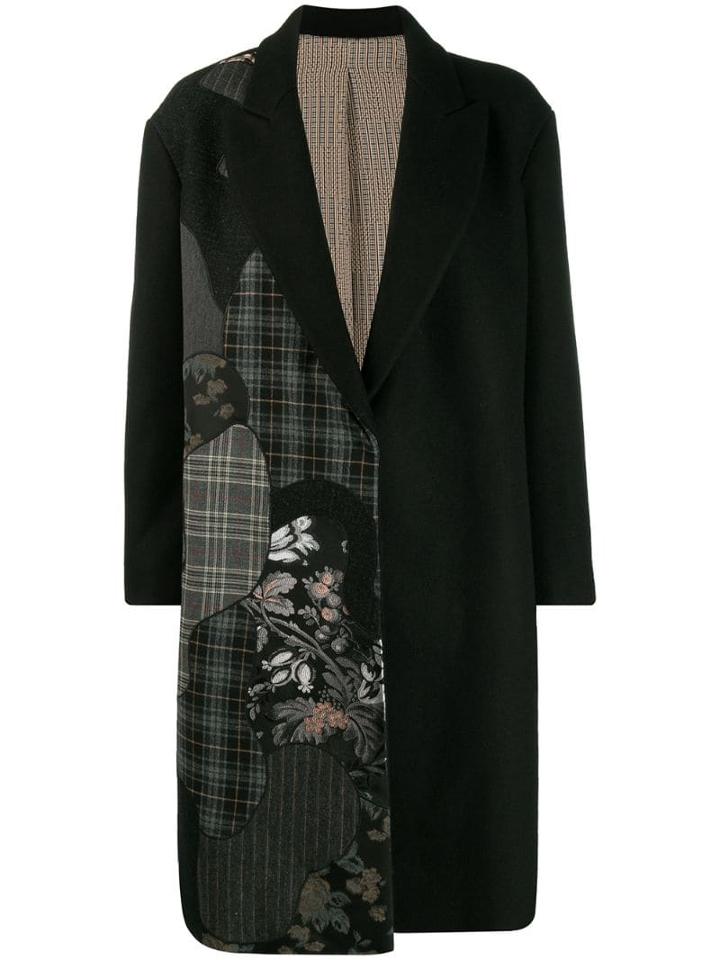 Antonio Marras Asymmetric Print Midi Coat - Black