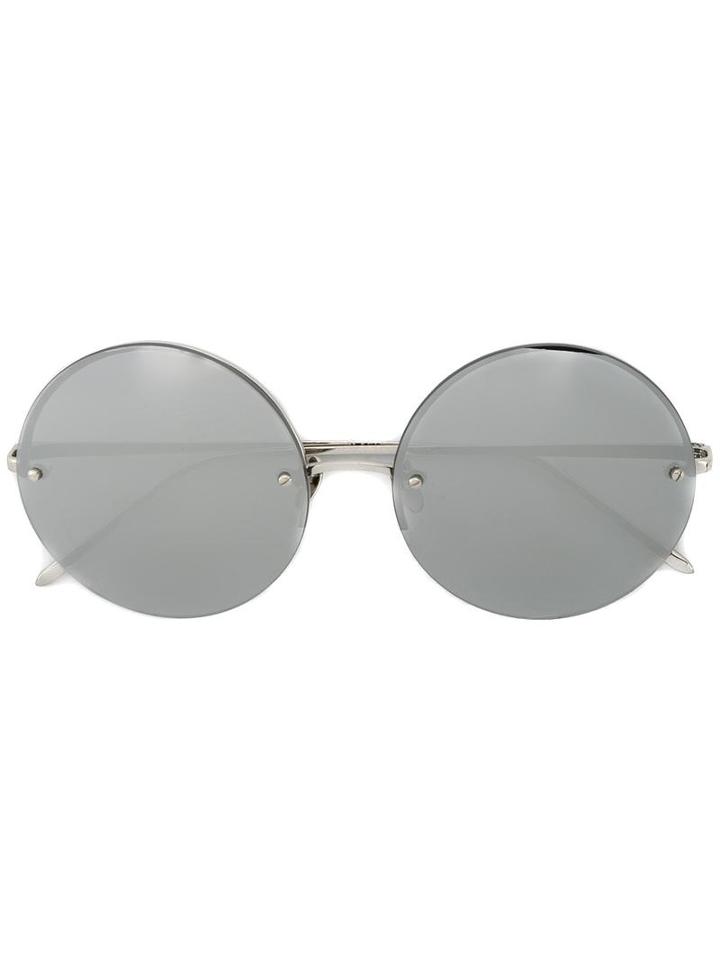 Linda Farrow - White Gold-plated Round Frame Sunglasses - Women - Metal - One Size, Grey, Metal
