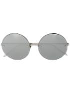 Linda Farrow - White Gold-plated Round Frame Sunglasses - Women - Metal - One Size, Grey, Metal