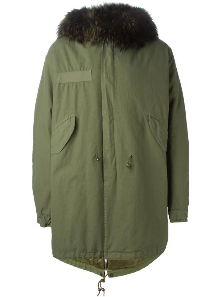 Mr & Mrs Italy Racoon Fur Trim Hooded Parka, Men's, Size: Xxl, Green, Cotton/polyester/acetate/racoon Fur